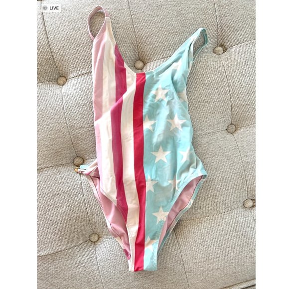 WILDFOX SWIM Rare Vintage American Flag Classic One-Piece from Resort 2013, S - Picture 7 of 16